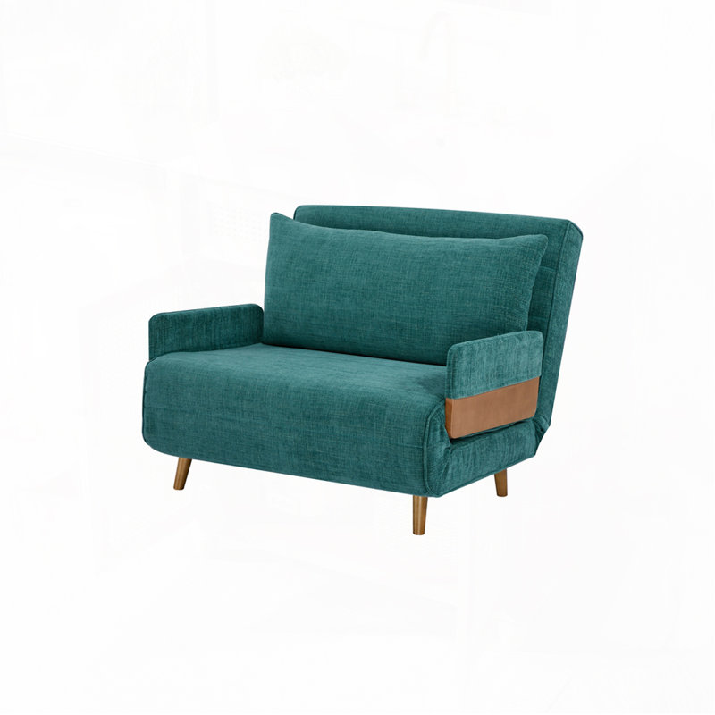 Fauteuil d'appoint rembourré convertible, Bleu paon