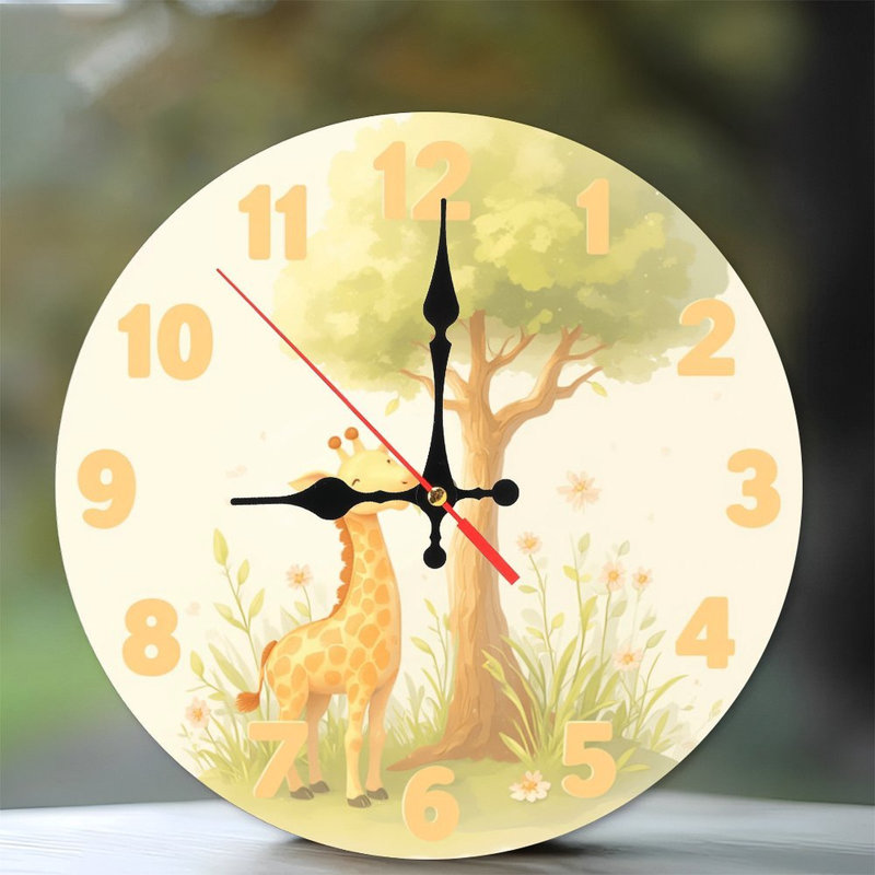 Mignonne horloge girafe safari