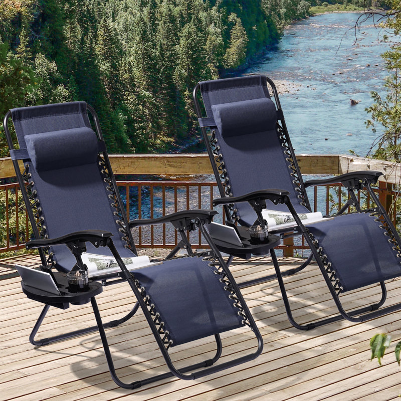 Cynar Folding Zero Gravity Chair(Set of 2), Blue