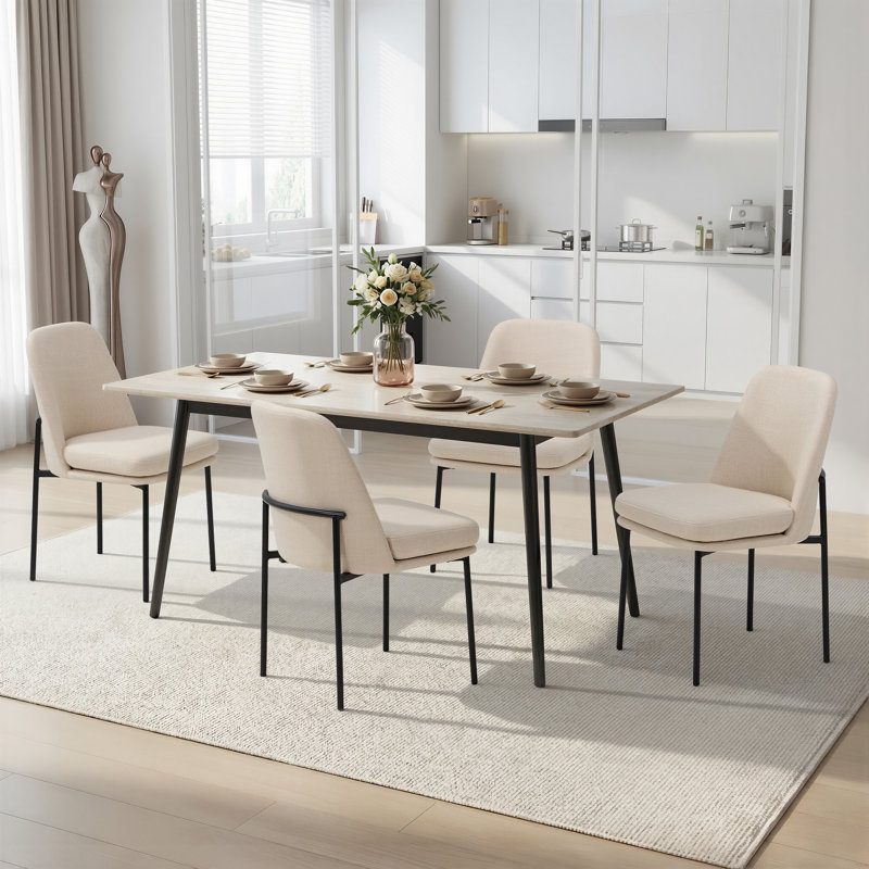 Upholstered Parsons Side Chair Dining Chair, F-Beige