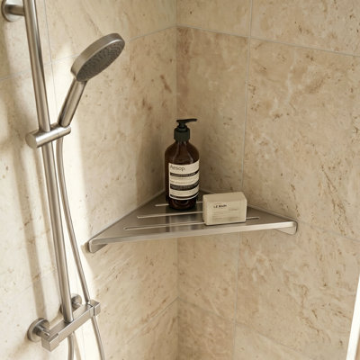 Melvonia Drill / Screw Mounted Stainless Steel Shower Corner Shelf
