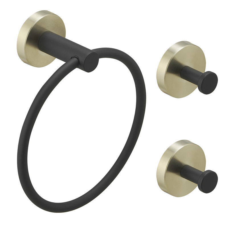 3 - Piece Bathroom Hardware Set, Black Gold