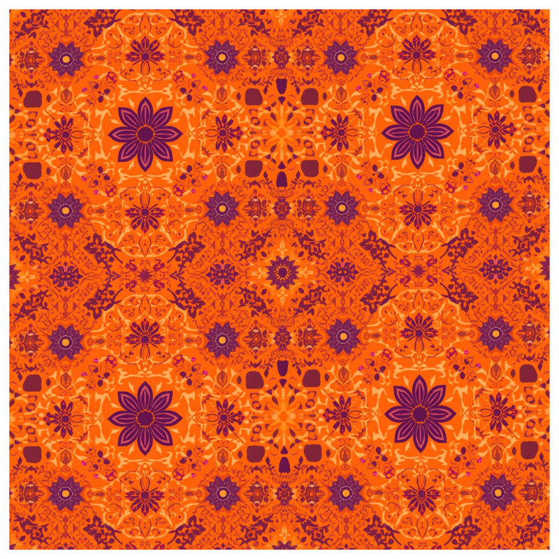 Tapisserie murale orange à motif mandala - décoration murale mandala, 68 po H x 80 po L avec 4 œillets