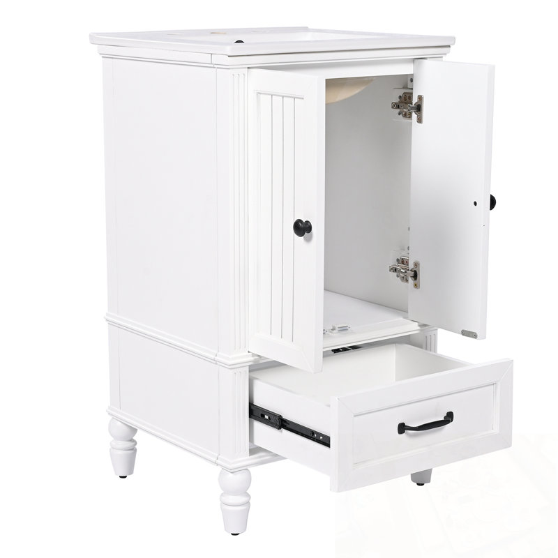 Meuble-lavabo avec lavabo, deux portes et un tiroir, Blanc