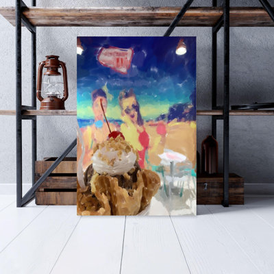 «Ice Cream With Cone On Ice Cream Cone», reproduction d'art graphique sur toile tendue