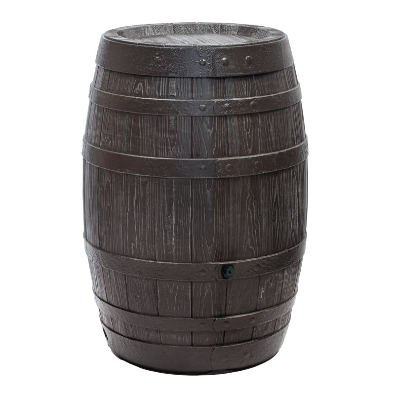 Union Rustic 250L Polyethylene Plastic Rain Barrel and Hose