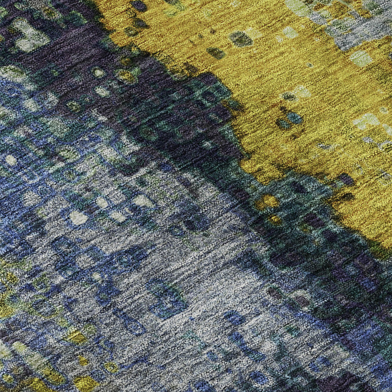 Premium Machine Washable Mayfield AMF2242 Abstract Rug, 8' x 10', Green