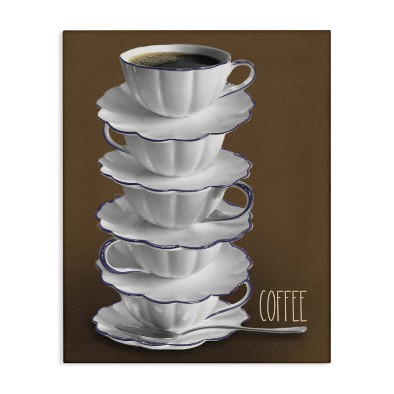Tasses à thé empilées avec toile café, design par Matthew Piotrowicz, H 30 po x l 24 po