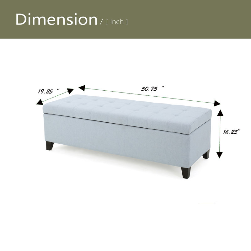 Banc rembourré avec rangement, repose-pieds, banc d'entrée, repose-pieds, Bleu clair