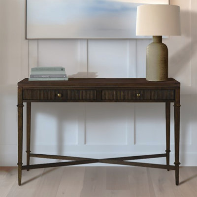 Console de rangement cannelée à 2 tiroirs