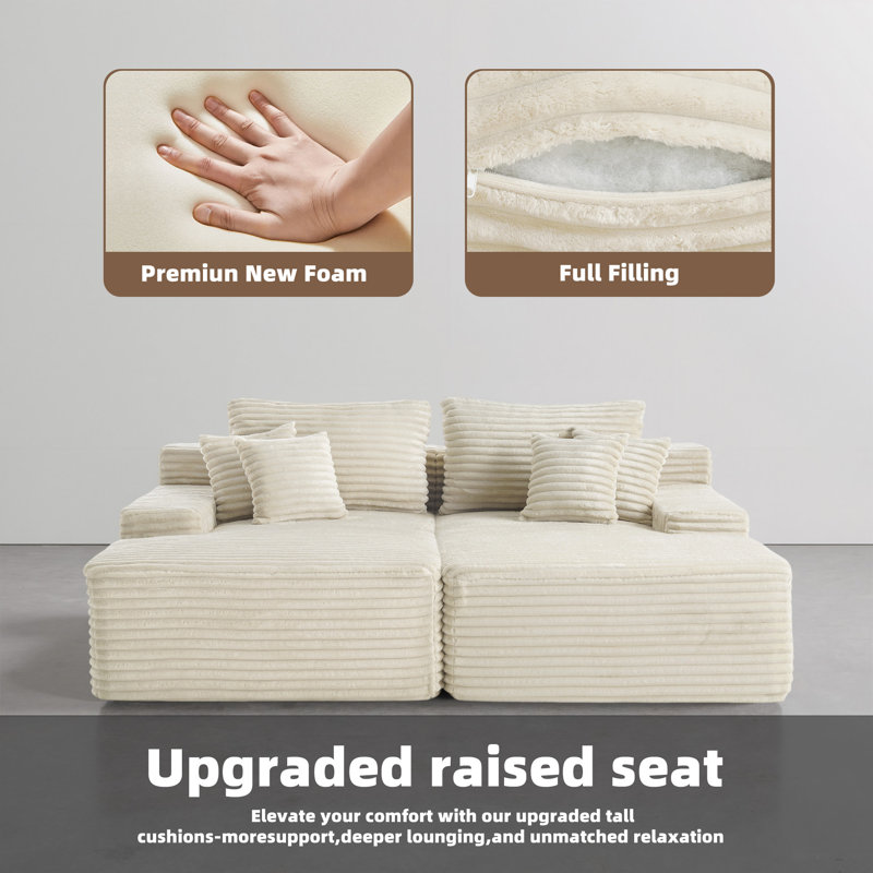 Upholstered Chaise Lounge, White