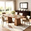 Table de salle à manger rectangulaire en bois massif brun clair pour 6 personnes, pieds de table renforcés et stables, moderne et simple, convenant à la cuisine et aux espaces repas