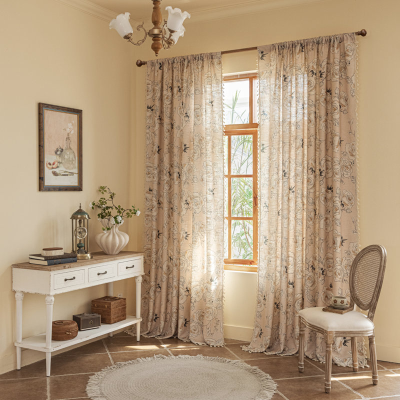 Polyester Exquiste Pattern Print Curtains 2 Panel, 52" W x 96" L