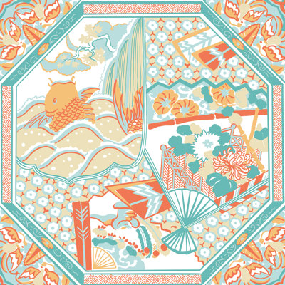 Scm Koi Fish Teal Multi Lcb Sample