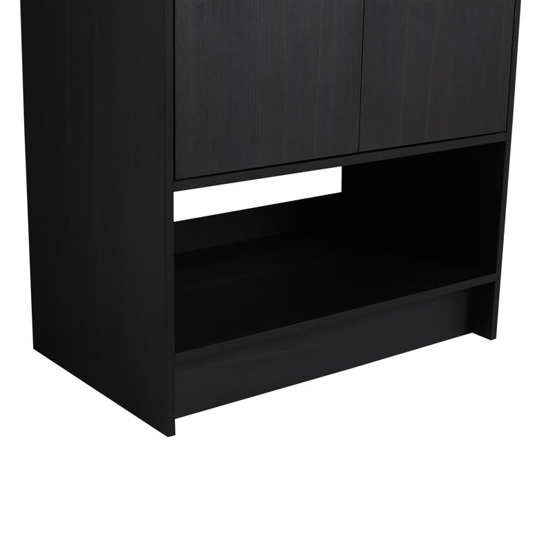 Meuble-lavabo 30 po avec lavabo en céramique, Chêne foncé, Argent argent