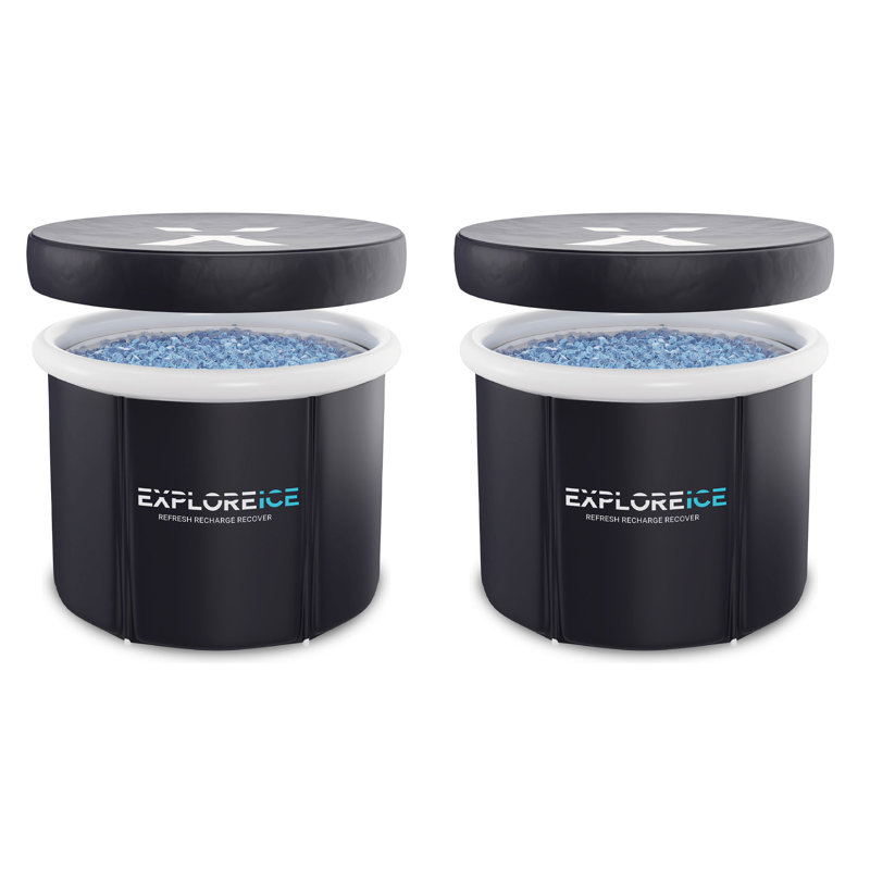 Explore Ice Bath Pro Max XL Athlete Cold Plunge Bath Tub, 2 Pack, Black/White