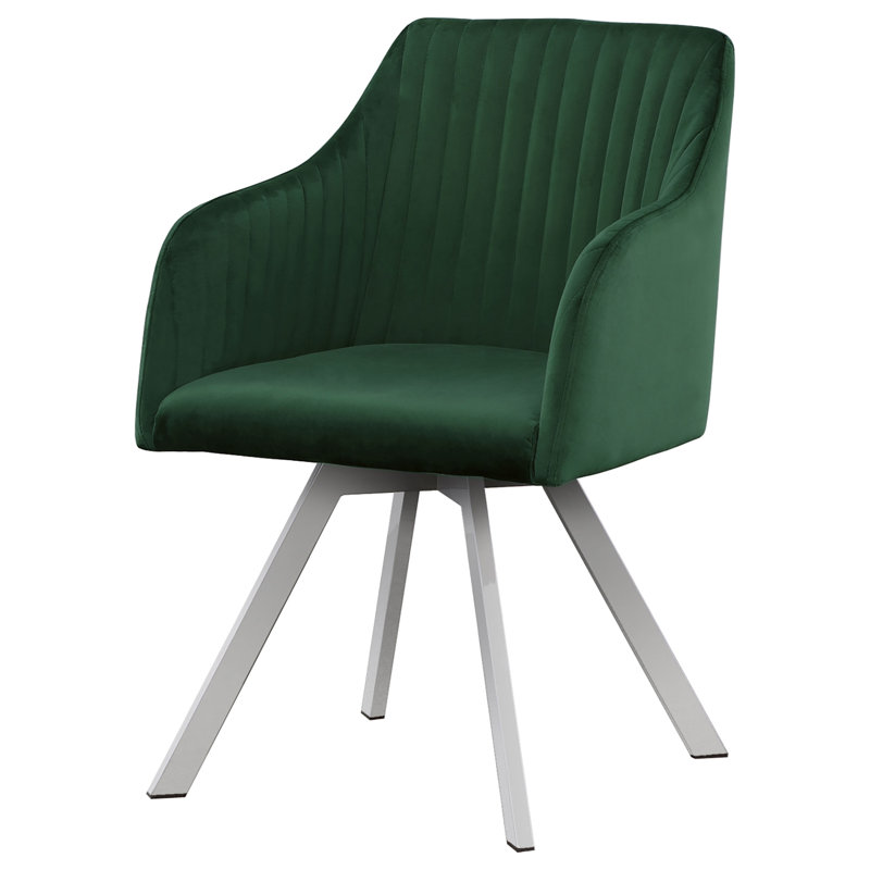 Asaria 19.5'' H Tufted Upholstered Armchair, Velvet Green, Chrome