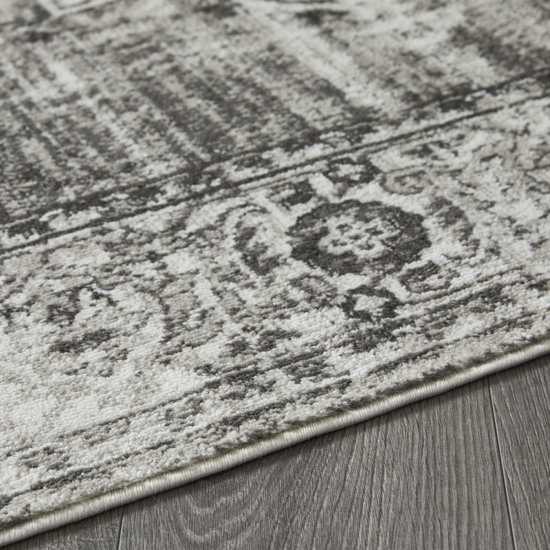 Raghdah Oriental Machine Made Handwoven Polypropylene Area Rug in Gray, Rectangle 2' x 3'