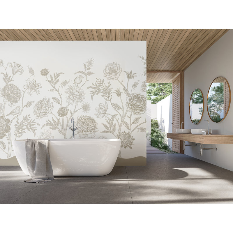 Lark Manor Jacobean Rose Trail Matte Roll, 280cm L x 350cm W, Natural Stone Matt