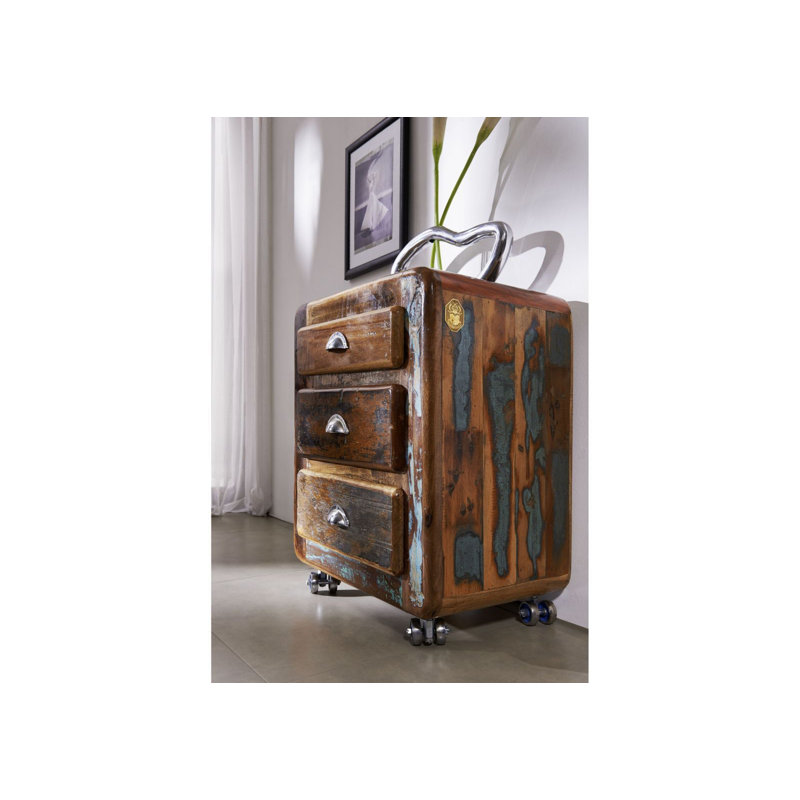 Freezy 55cm Wide 3 -Drawer Mobile Solid Wood File Cabinet