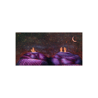 Conversation près de la lune | Acrylique et huile sur toile | Par Sangeeta Singh