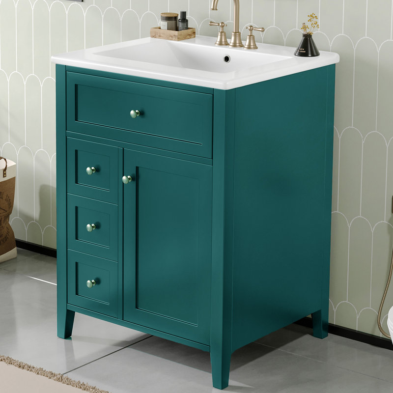 Meuble-lavabo 24 po avec comptoir en céramique, Vert