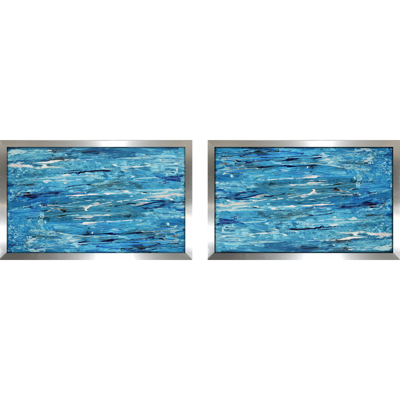 Blue Maze (Vert) - Imprimé, H 21,5 po x l 67 po x P 0,75 po, Encadrement argenté