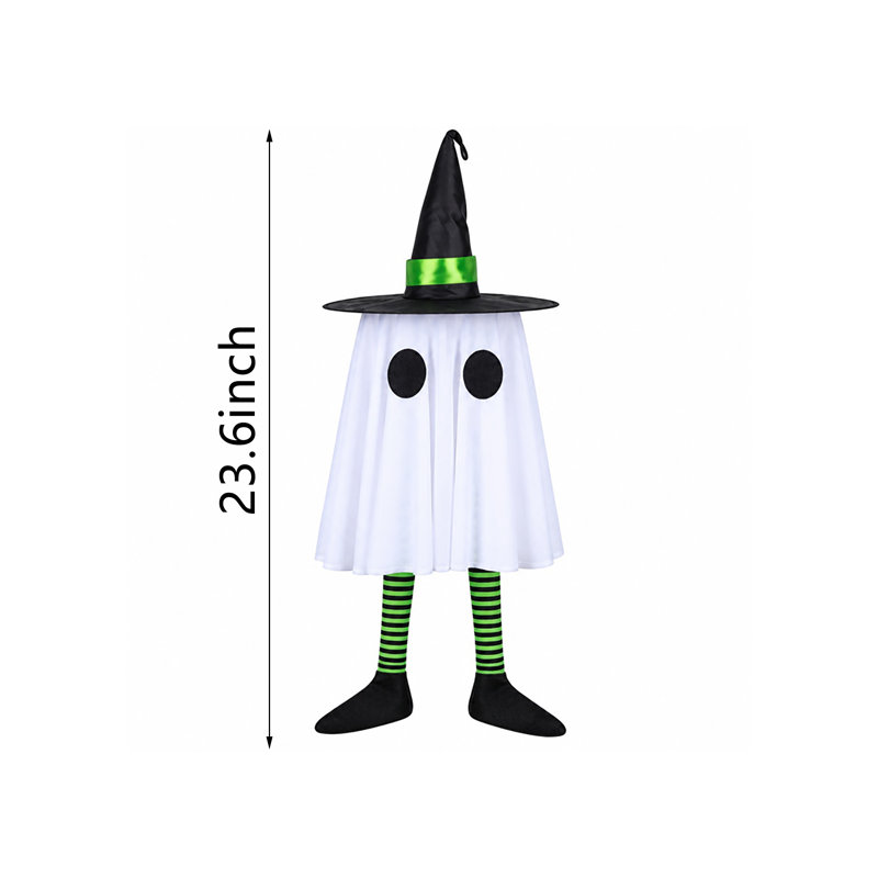 Ensemble de 3 fantômes lumineux suspendus de 23,6 po avec un chapeau de sorcière, décorations d'Halloween fantômes, décorations d'Halloween à suspendre pour la véranda