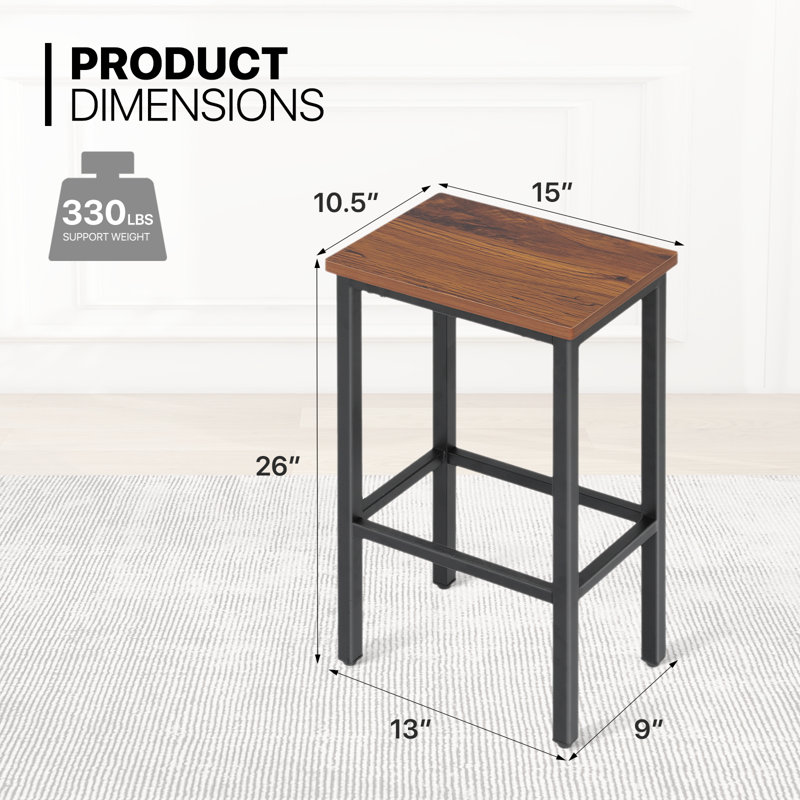 Bar Stools Barstools, Counter Height Breakfast Stools with Footrest for Kitchen Island, Dining Room, Brown/Black
