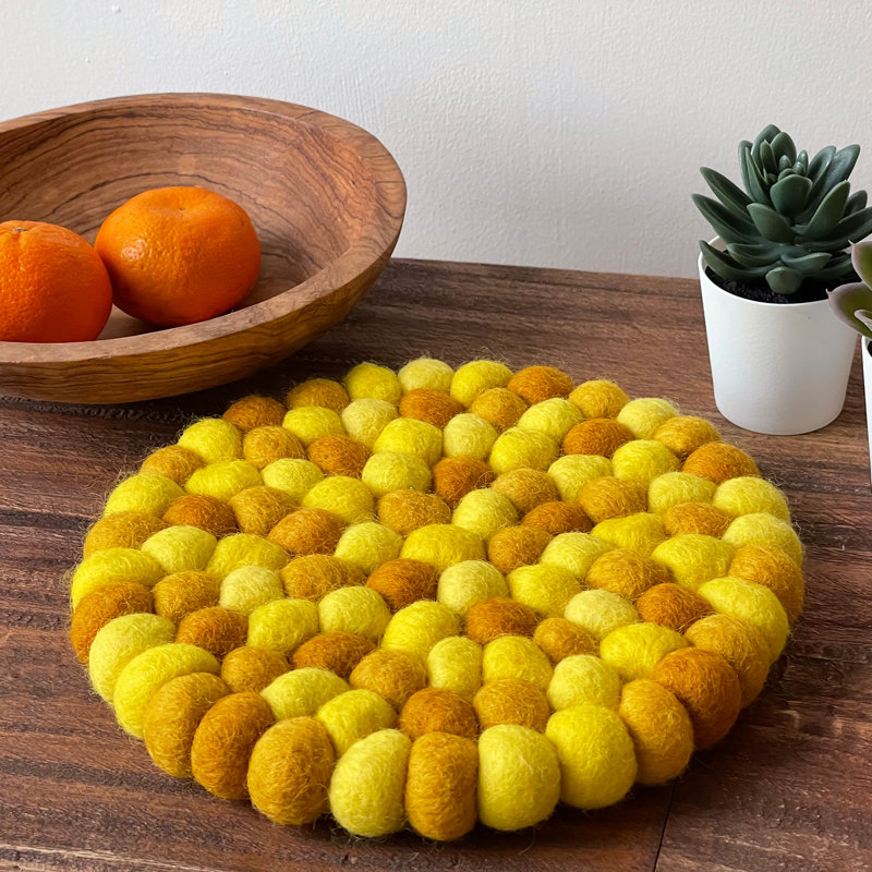 5006Trivets Round 1 Piece Trivet, Mustard Medley