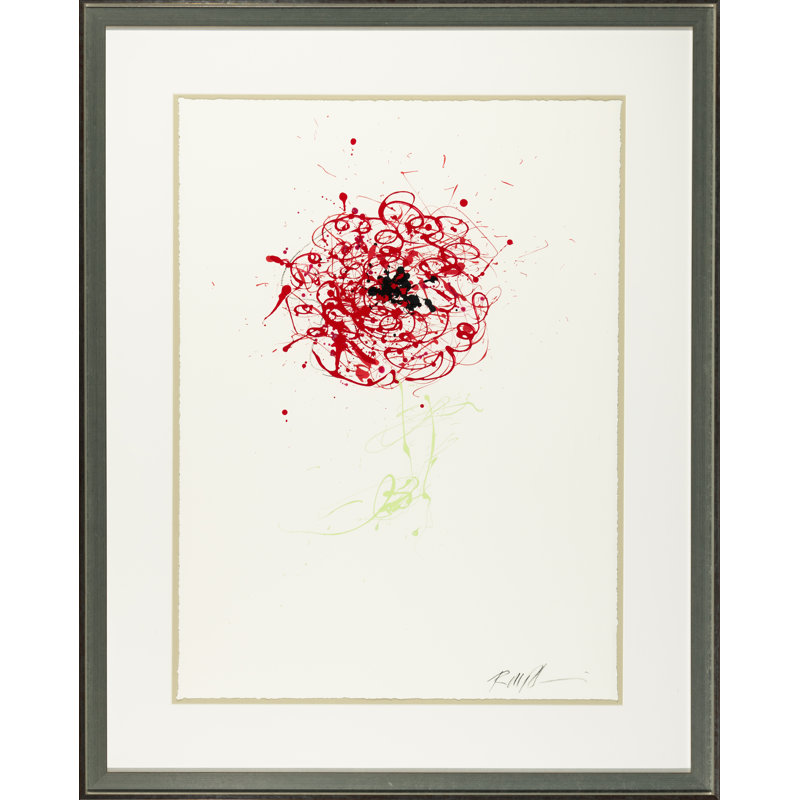 «Splatter Flower» par Robert Robinson - Peinture encadrée sur papier