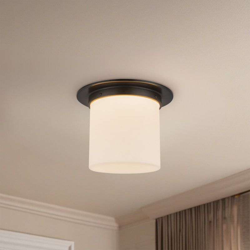 Mineral 11-in Brass Flush Mount, Oil Rubbed Bronze, Opal Glass