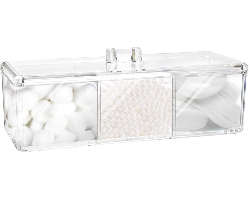 3 Compartments Cotton Ball Holder, Bathroom Canisters