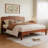 Minimalist Platform Wooden Bed Tall-Leg Bed Frame with Built-in Outlet-148503681-148503682