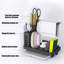 Organisateur pour évier de cuisine noir en acier inoxydable multifonctionnel avec ramasse-gouttes amovible et rangement polyvalent