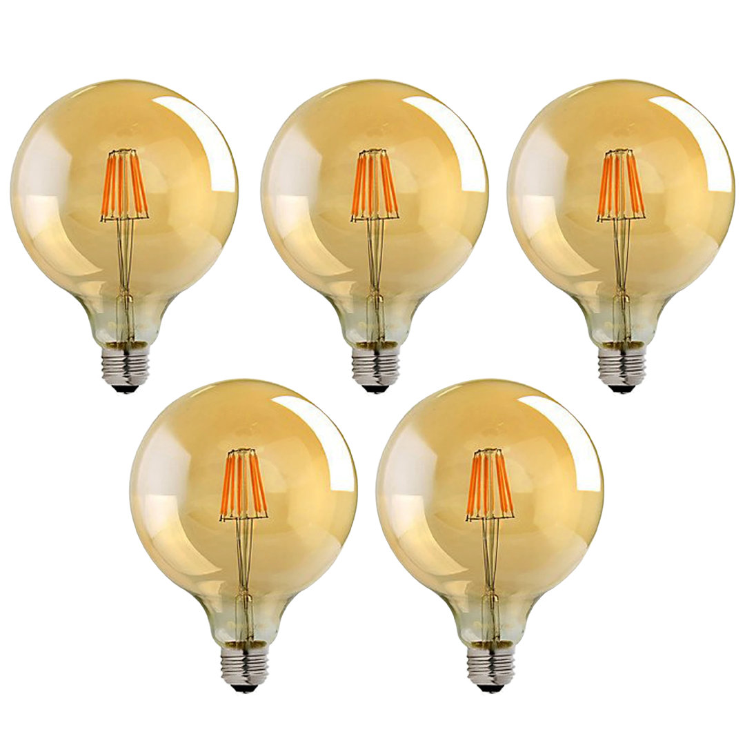 Globe 125 Dimmable LED E27 Screw Bulb 8W 5 Pack