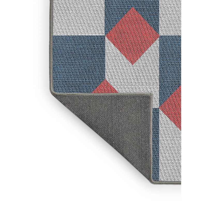 Tapis gris/rouge à motifs, Rectangle 2 pi x 4 pi