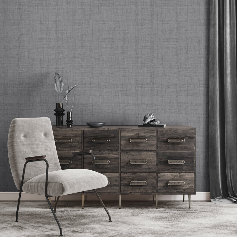 10m x 52cm Wallpaper Roll, Dark Grey