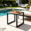 Table d'appoint d'extérieur en bois de teck avec structure en métal noir et table d'appoint pour terrasse, capacité de 120 lb pour le porche du patio