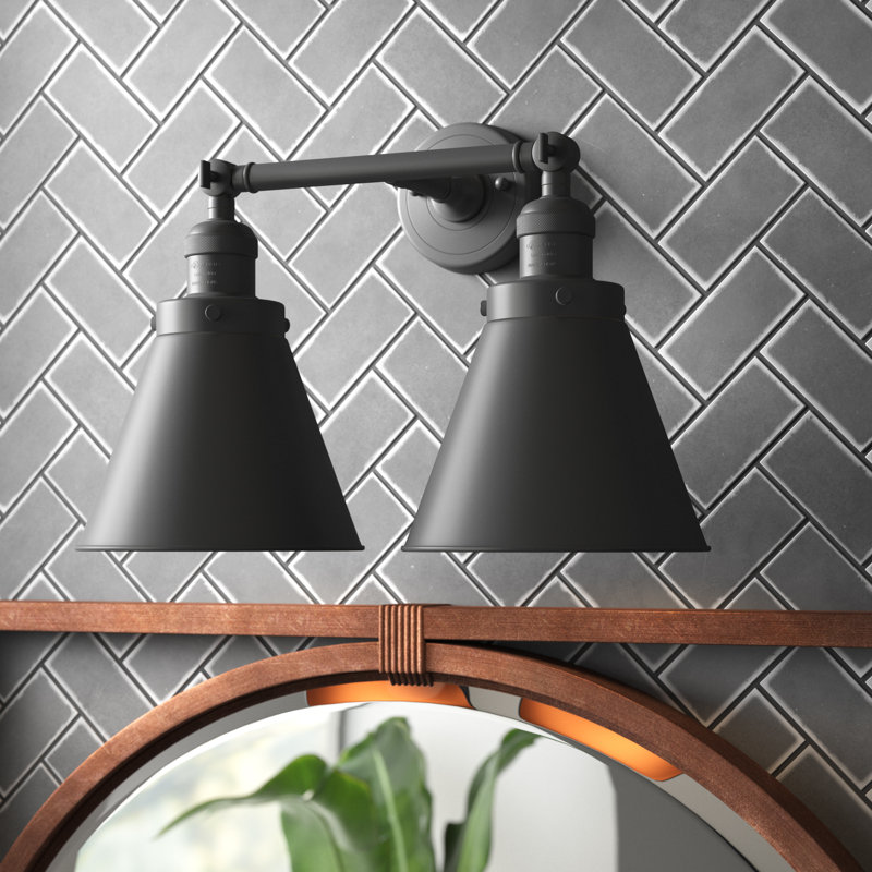 Éclairage pour salle de bain à 2 lumières à intensité variable Donovan, DEL, Noir mat, Noir mat
