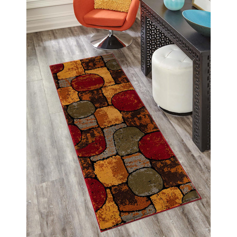 Geometric Area Rug, Runner 61cm x 243.8cm