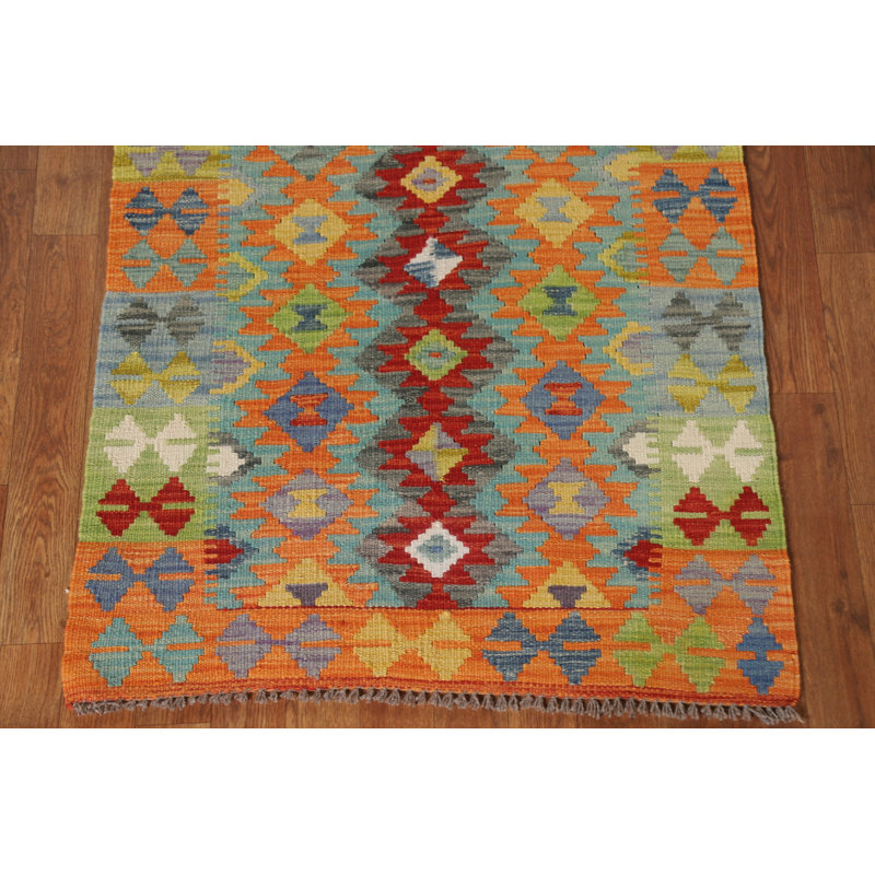 Tapis multicolore en laine réversible Kilim 3 x 4