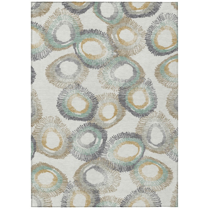 Machine Washable Indoor/Outdoor Corbin ACN2278 Geometric Rug, Rectangle 8' x 10'