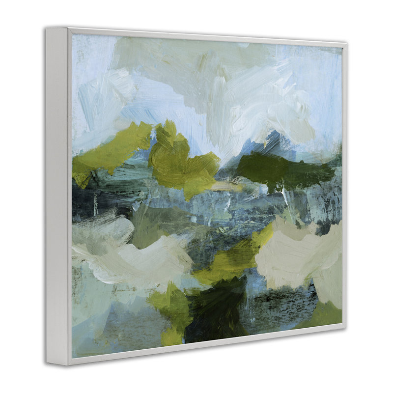 Art abstrait giclée encadré par Victoria Barnes, Estampe numérique encadrée blanc bord de mer, H 24 po x l 30 po