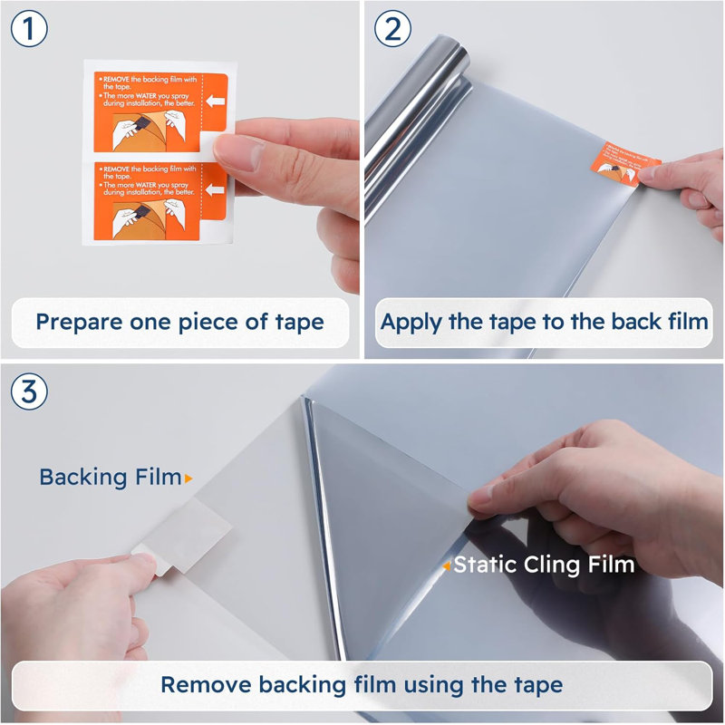 One Way Privacy Window Film For Home - Heat And UV Blocking Reflective Static Cling Mirror Tint For Glass Windows - See Out Not In, Glare Reduction, Easy Installation