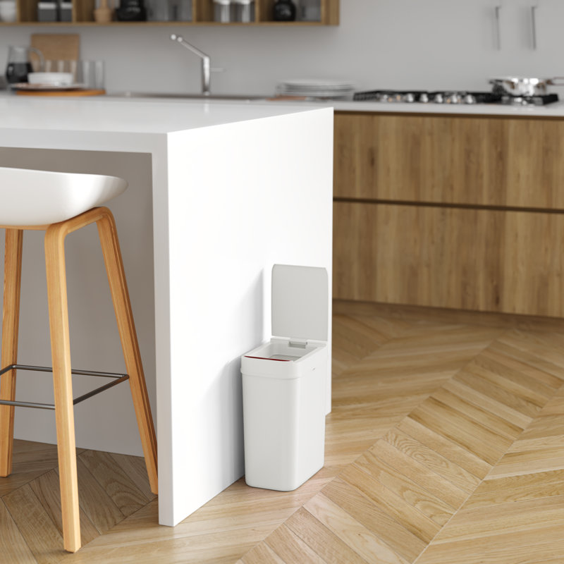 White 3 Gallon Touchless Plastic Kitchen Trash Can