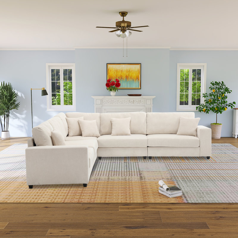 Darisley Modular Corduroy Sectional, Beige Corduroy, 117.2'' W