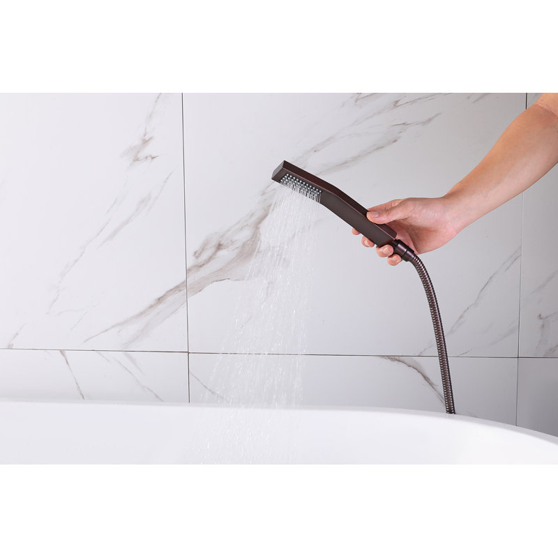 Robinet de baignoire autoportant monocommande à fixation au sol avec douche à main, Bronze huilé