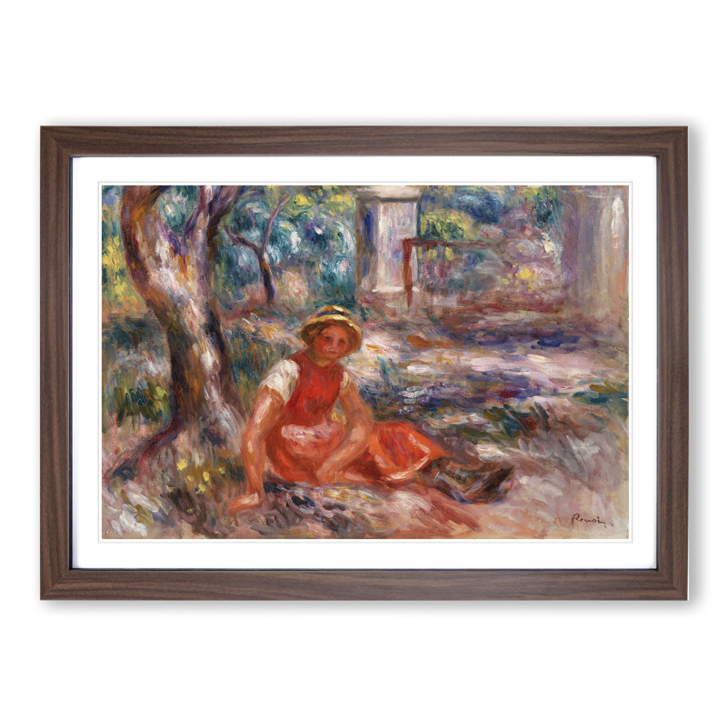Foot of a Tree by Pierre-Auguste Renoir - Picture Frame Painting, 27cm H x 36cm W x 2cm D, Walnut Framed