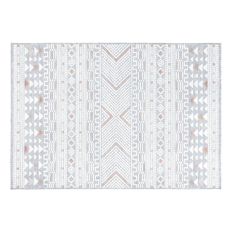 Tapis élégant (5,1 x 4,5 pi), crème et gris, 100% polypropylène | Poils de 0,16 po de hauteur, 1250 g / m² | Tissé à la machine avec une base en coton / jute durable | Facile à nettoyer, parfait pour le salon et la chambre à coucher